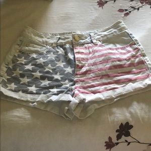 Charlotte Russe Faded Denim American Flag Shorts